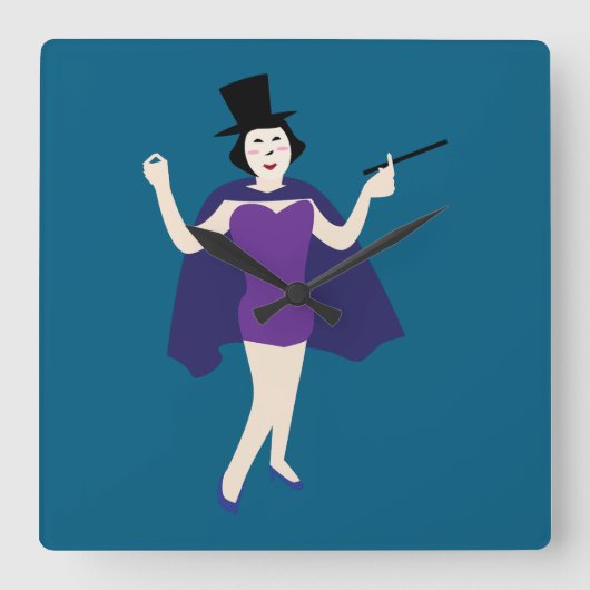 Lady Magiër Vierkante Klok (Voorkant)