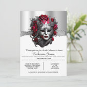 Lady masquerade Venetiaanse gezichtsmasker zilver  Kaart (Staand voorkant)
