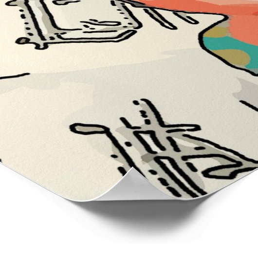 Lady Matisse met gitaar & Coffee Cup Poster (Hoek)