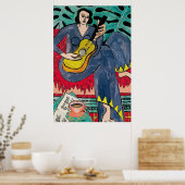 Lady Matisse met gitaar & Coffee Cup Poster (Keuken)