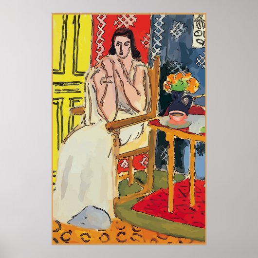 Lady Matisse met Oranje koffiebeker Poster (Voorkant)