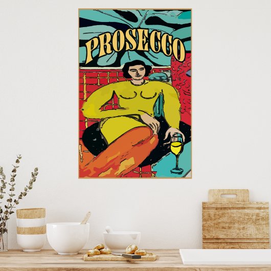 Lady Matisse met Prosecco Wine Poster (Keuken)