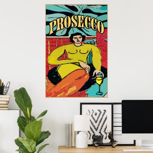 Lady Matisse met Prosecco Wine Poster (Thuiskantoor)