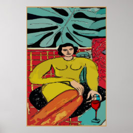 Lady Matisse met rode wijn Poster