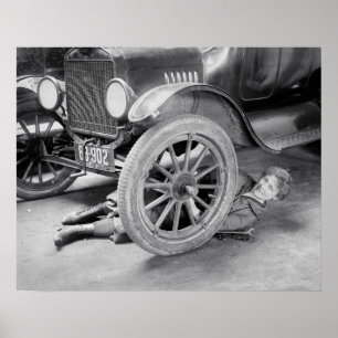 Lady Mechanic, 1920. Oude foto Poster