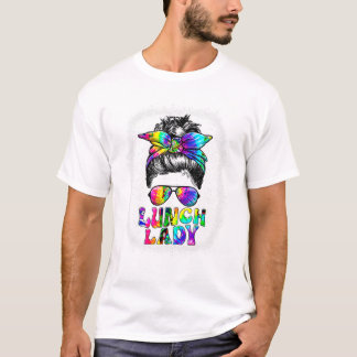 Lady Messy Bun Retro Lunch La T-shirt