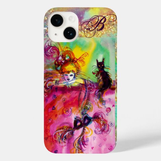 LADY MET BLACK CAT EN MASK Masquerade Monogram Case-Mate iPhone Case (Achterkant)
