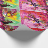 LADY MET BLACK CAT EN MASK Masquerade Party Cadeaupapier (Hoek)