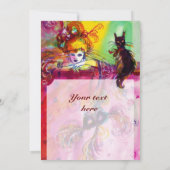 LADY MET BLACK CAT/Mardi Gras Masquerade Party Kaart (Achterkant)