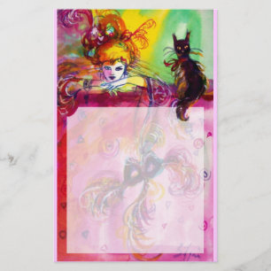 LADY MET BLACK CAT / Venetiaanse Masquerade Briefpapier