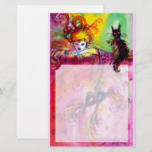 LADY MET BLACK CAT / Venetiaanse Masquerade Briefpapier (Voorkant / Achterkant)