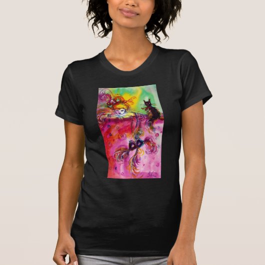 LADY MET BLACK CAT / Venetiaanse Masquerade T-shirt (Voorkant)