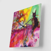 LADY MET BLACK CAT / Venetiaanse Masquerade Vierkante Klok (Hoek)