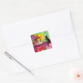 LADY MET BLACK CAT / Venetiaanse Masquerade Vierkante Sticker (Envelop)