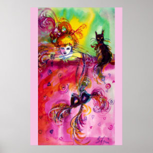 LADY MET BLACK CAT Venetian Masquerade Ball Poster