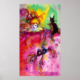 LADY MET BLACK CAT Venetian Masquerade Ball Poster