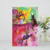 LADY MET BLACK CT / Venetiaanse Masquerade Briefpapier (Staand voorkant)