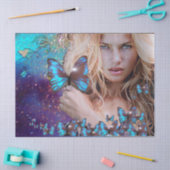 LADY MET BLUE BUTERRFLY Beauty in Natuur Tissuepapier (Craft)