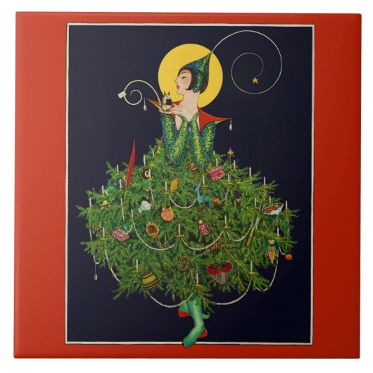 LADY MET CHRISTMAS GIFTS ART DECO BEAUTY MODE TEGELTJE (Voorkant)