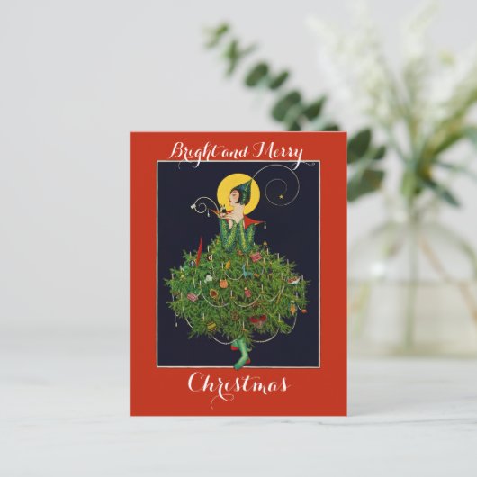 LADY MET CHRISTMAS GIFTS ART DECO Xmas Briefkaart (Staand voorkant)