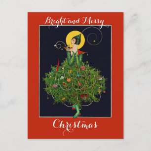 LADY MET CHRISTMAS GIFTS ART DECO Xmas Briefkaart