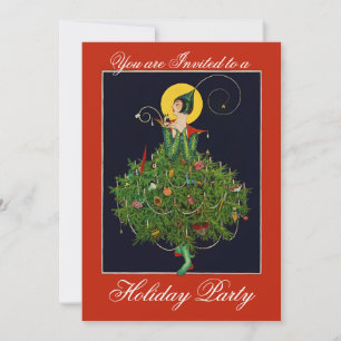 LADY MET CHRISTMAS GIFTS ART DECO Xmas Party Kaart