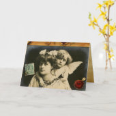 LADY MET CUPID, RED HEART WAX SEAL Moederdag Kaart (Gele Bloem)