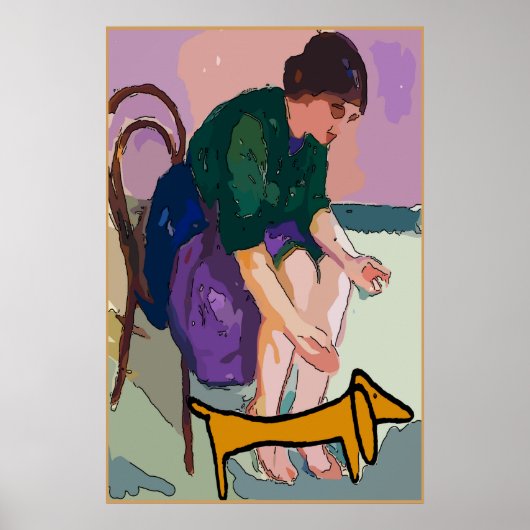 Lady met Dachshund Poster (Voorkant)
