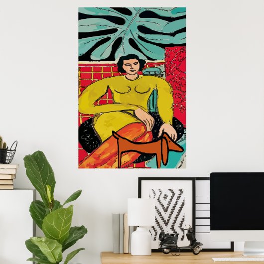 Lady met Dachshund Poster (Thuiskantoor)