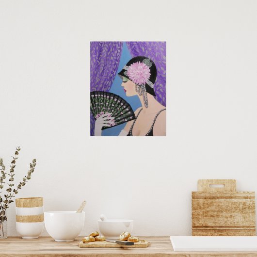 LADY MET EEN VAN POSTER (Keuken)