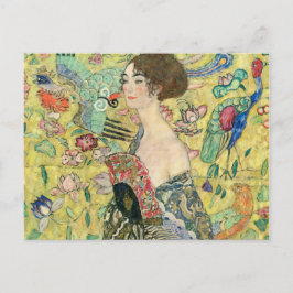 Lady met fan, Gustav Klimt, 1907, art nouveau, vin Briefkaart