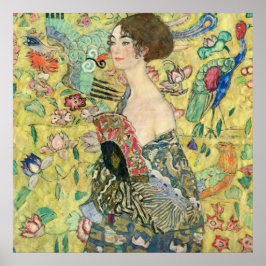 Lady met fan, Gustav Klimt, 1907, art nouveau, vin Poster