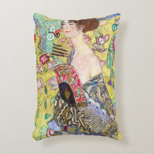 Lady met Fan van Gustav Klimt, Japonisme Accent Kussen