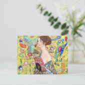 Lady met Fan van Gustav Klimt,  Japonisme Briefkaart (Staand voorkant)