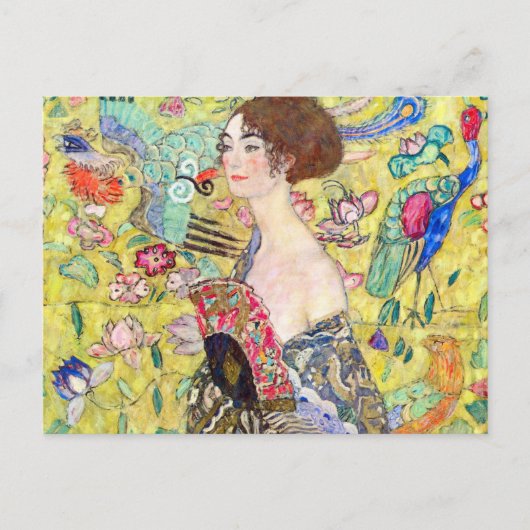 Lady met Fan van Gustav Klimt,  Japonisme Briefkaart (Voorkant)