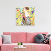 Lady met Fan van Gustav Klimt, Japonisme Canvas Afdruk (Insitu (Woonkamer))
