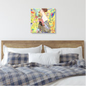 Lady met Fan van Gustav Klimt, Japonisme Canvas Afdruk (Insitu (Slaapkamer))