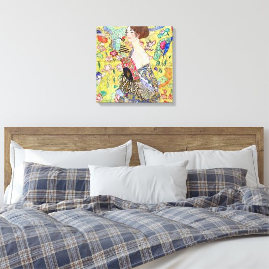 Lady met Fan van Gustav Klimt,  Japonisme Canvas Afdruk (Insitu (Slaapkamer))