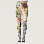 Lady met Fan van Gustav Klimt,  Japonisme Leggings (Voorkant)