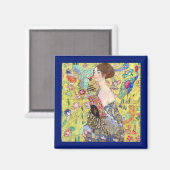 Lady met Fan van Gustav Klimt, Japonisme Magneet (Voorkant / Achterkant)