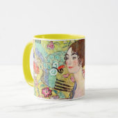 Lady met Fan van Gustav Klimt, Japonisme Mok (Voorkant links)