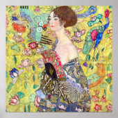 Lady met Fan van Gustav Klimt,  Japonisme Poster (Voorkant)