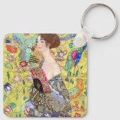 Lady met Fan van Gustav Klimt,  Japonisme Sleutelhanger (Achterkant)