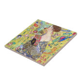 Lady met Fan van Gustav Klimt,  Japonisme Tegeltje (Zijkant)