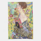 Lady met Fan van Gustav Klimt,  Japonisme Theedoek (Verticaal)