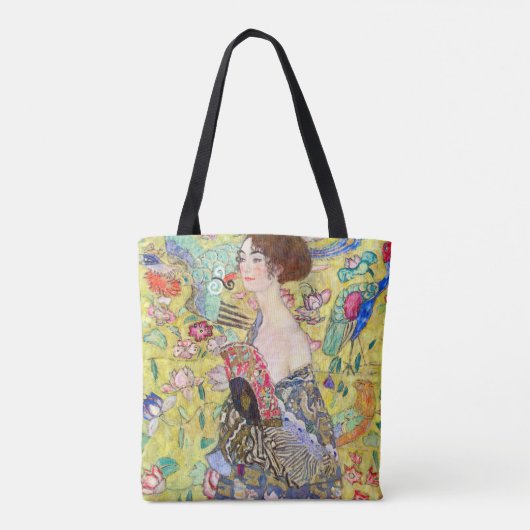 Lady met Fan van Gustav Klimt, Japonisme Tote Bag (Achterkant)