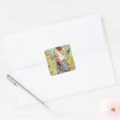 Lady met Fan van Gustav Klimt,  Japonisme Vierkante Sticker (Envelop)