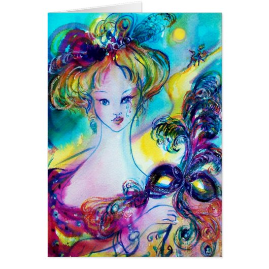 LADY MET FEATHERED MASK/Venetian Masquerade (Voorkant)