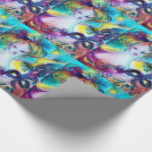 LADY MET FEATHERED MASK/Venetian Masquerade Cadeaupapier (Hoek)