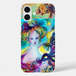 LADY MET FEATHERED MASK Venetian Masquerade Night iPhone 16 Plus Hoesje